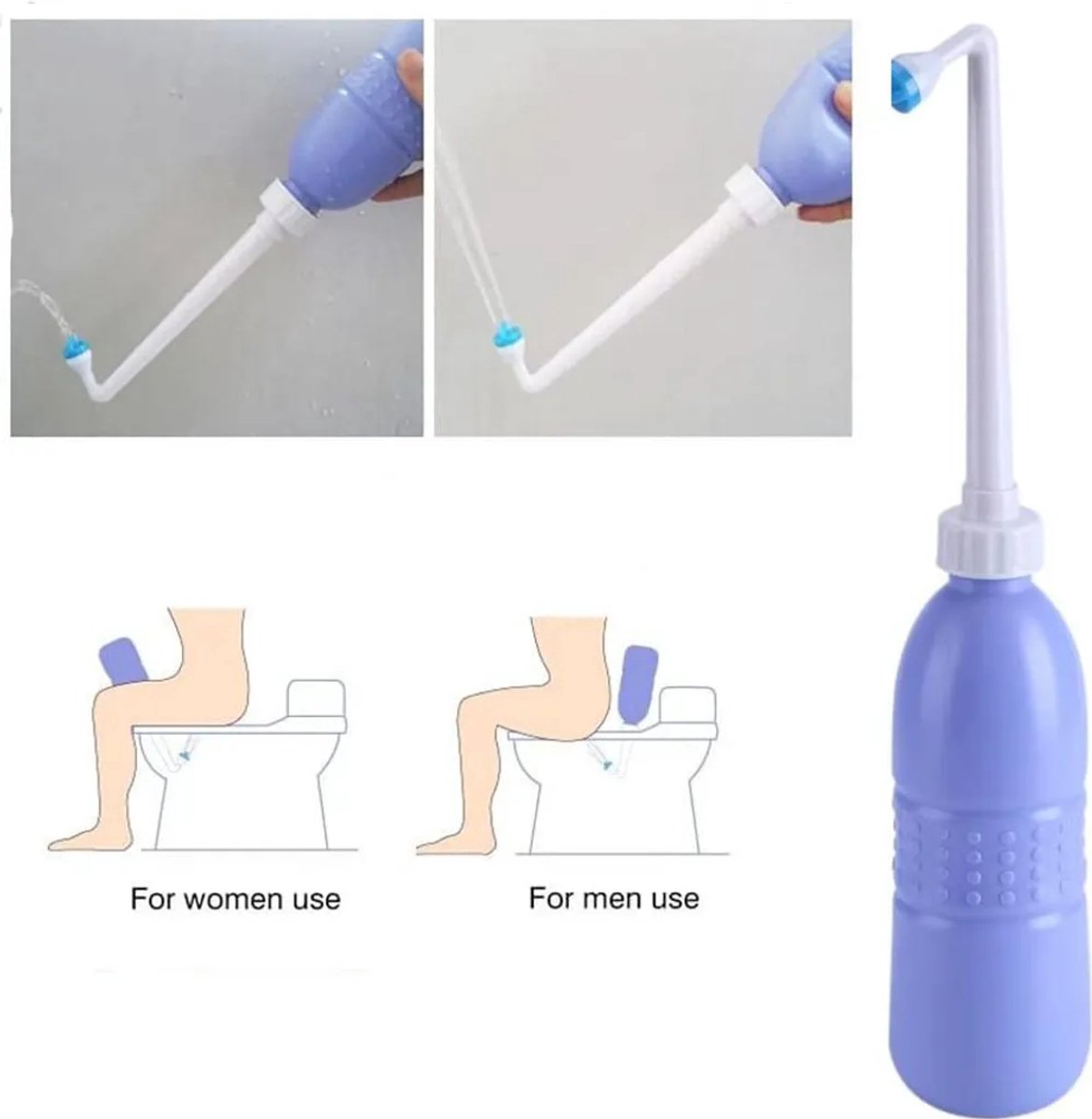 Draagbare spoelfles, reisspoelfles, Geschikt voor persoonlijke hygiëne, handzaam apparaat, spoelfles zonder perslucht, fles Geschikt voor wisser.