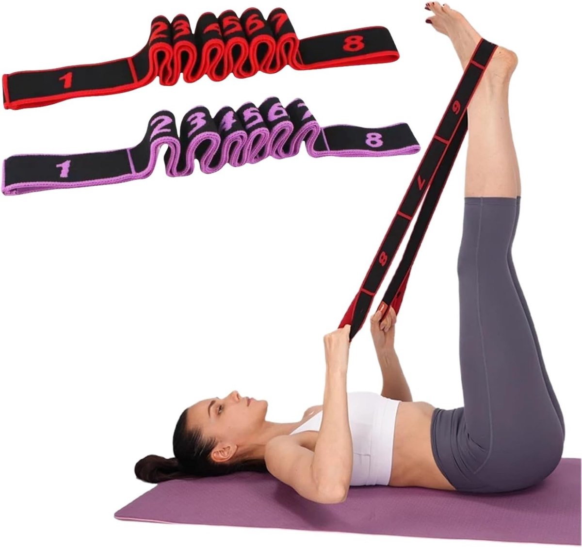2 Stuks Yoga Stretch Bands voor Fitness, Leg Training, Dans en Gymnastiek - Zeer Elastische Oefenbanden voor Thuisgebruik en Sportactiviteiten
