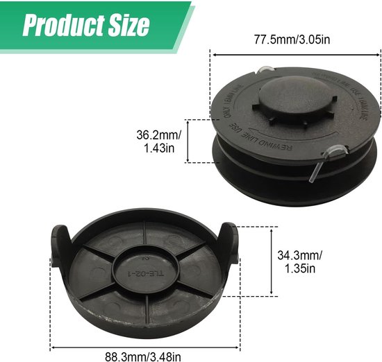 Vervangspoel voor GC-ET 4530 grastrimmer, 10 m lang, 2 mm diameter, geschikt voor diverse modellen — afbeelding 4