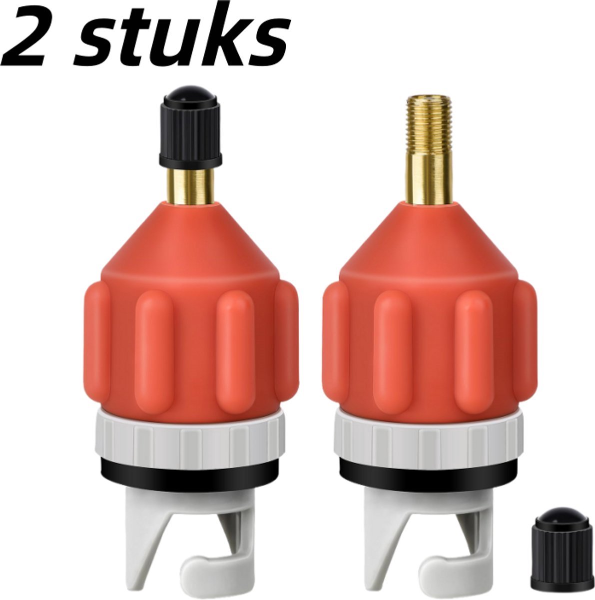 2-delige opblaasbare Stand-Up Paddle Board (SUP) pompadapter - Paddle Board ventiel naar kajak ventiel adapter - Auto pomp opblaasadapter - Oranjerood