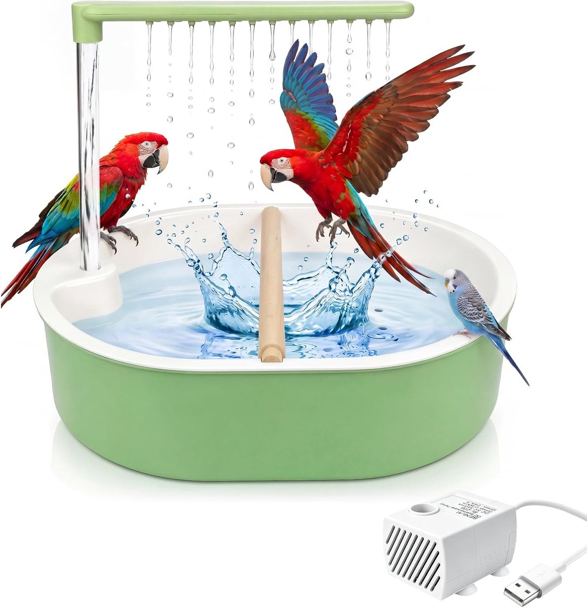 Automatische Vogelbad met Waterfall en Circulerende Water voor Parkieten, Ideaal voor Verfrissing en Speelplezier