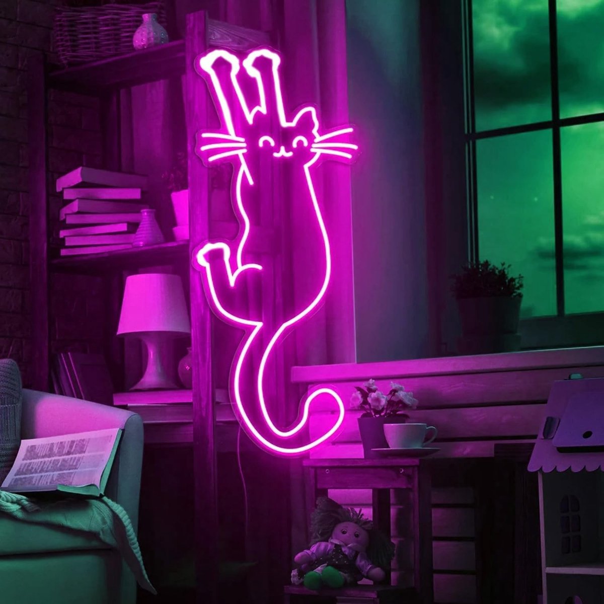 Neon Verlichting voor Kattenliefhebbers - Uniek LED Neonbord voor Moederdag, Persoonlijk Cadeau voor Kattenbezitters en Dierenvrienden