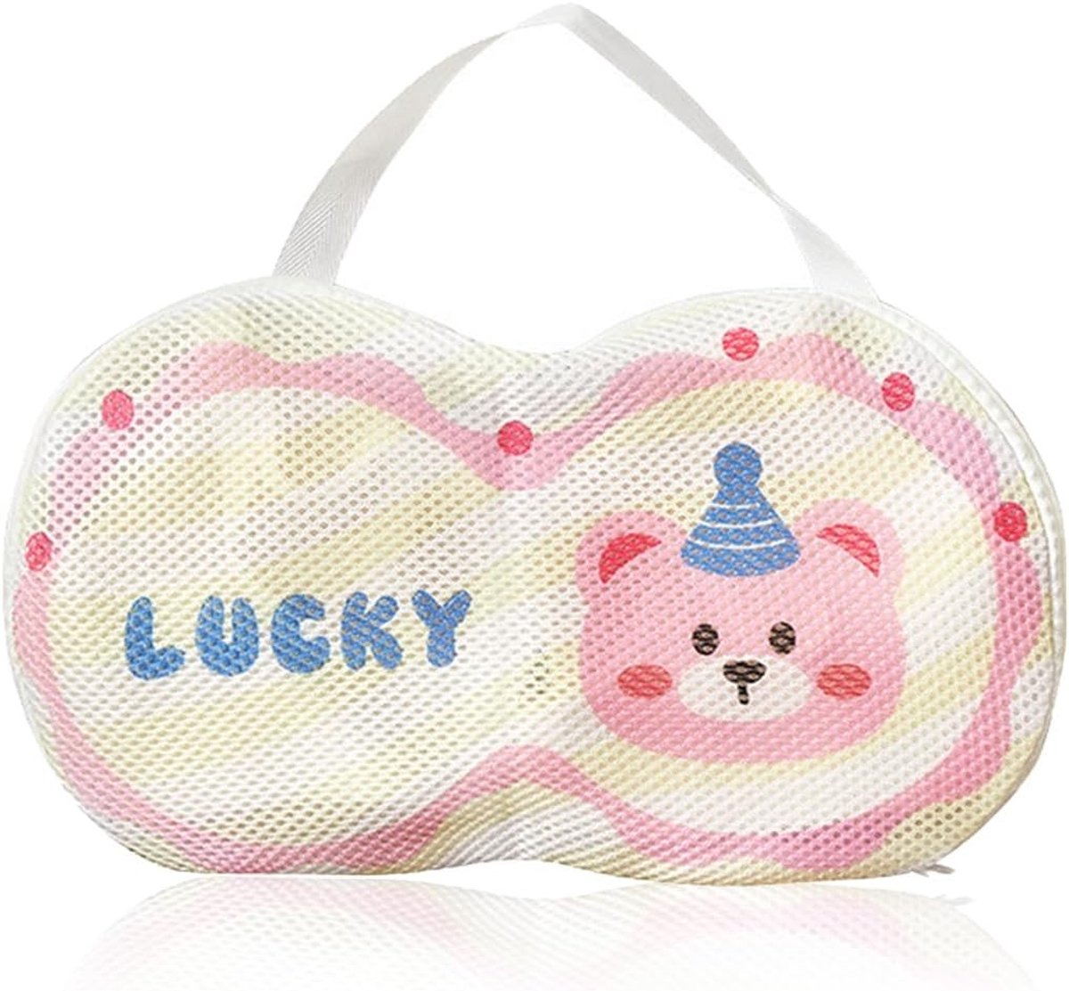 Herbruikbare waszak voor wasmachine met schattig berenontwerp, ideaal voor bh's en lingerie, 32.5x19.5 cm