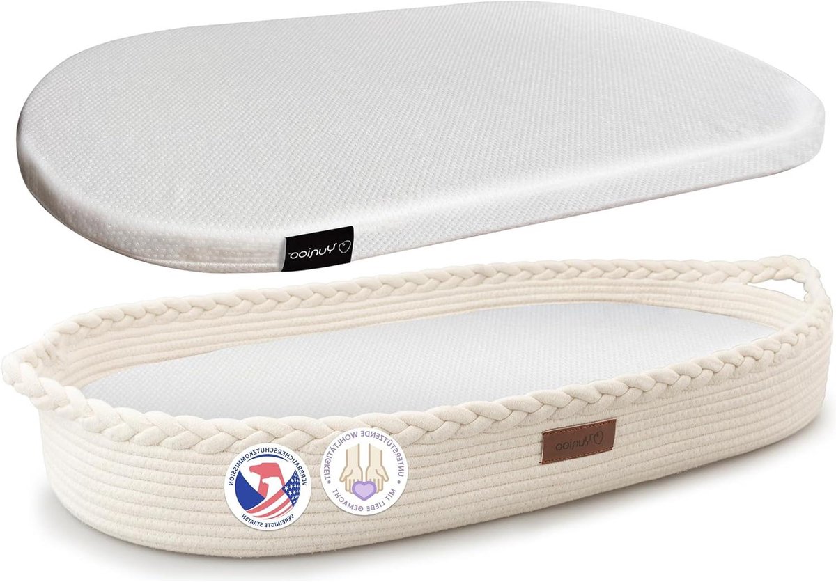 Aankleedkussen mand - Verschoonmand baby - Baby verzorgen - Inclusief reismatje - 80 x 42 cm - Wit