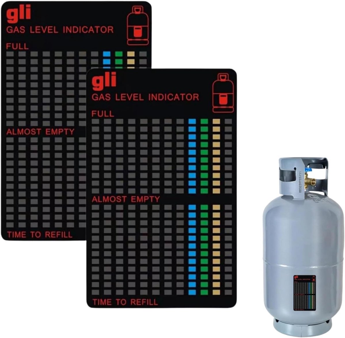 Magnetische Vulniveau Indicator voor Gasflessen, 2 Stuks, Geschikt voor Propaan en Butaan, Perfect voor Keuken en Buitenbarbecue