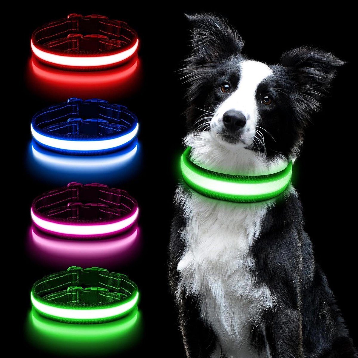 Lichtgevende Halsband - LED Halsband - Hond Veilig Uitlaten - USB Oplaadbaar - 40-50 cm - Groen