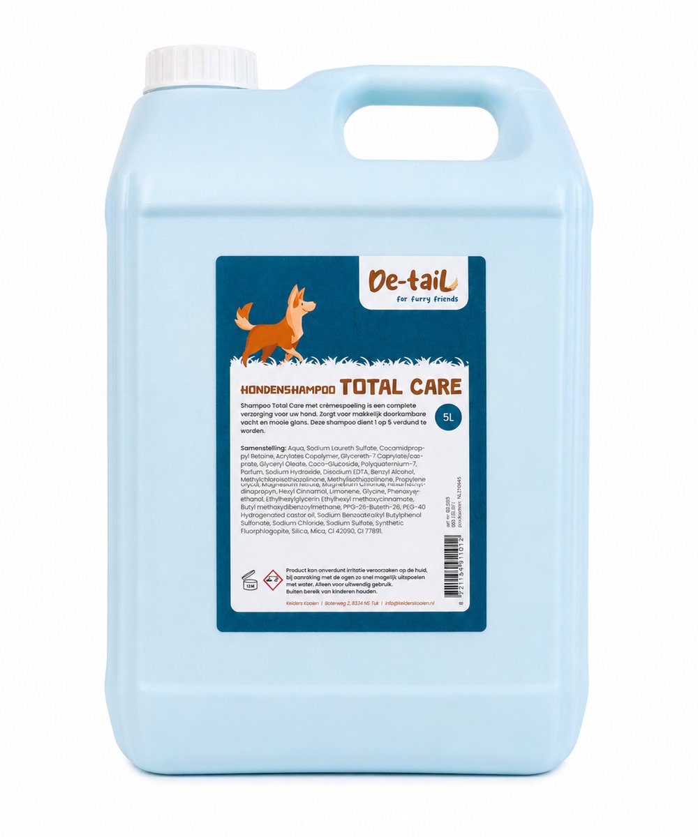 De-Tail Hondenshampoo total care 5 liter met crèmespoeling