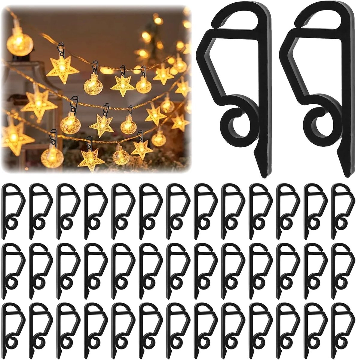 120 Stuks Kerstdecoratie Haakjes voor Sfeerverlichting - Lichtjes Clips voor Buiten en Binnen, Perfect voor Deur en Tuin Versiering
