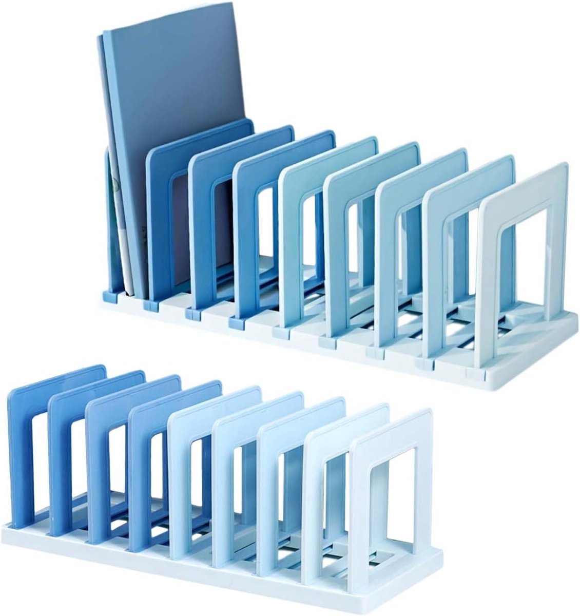 Bureau Organizer - Tijdschriftenhouder Opbergvakken - Werkplek Ordenen - Versterkt Robuust Ontwerp - 20 x 14 x 1 cm - Blauw