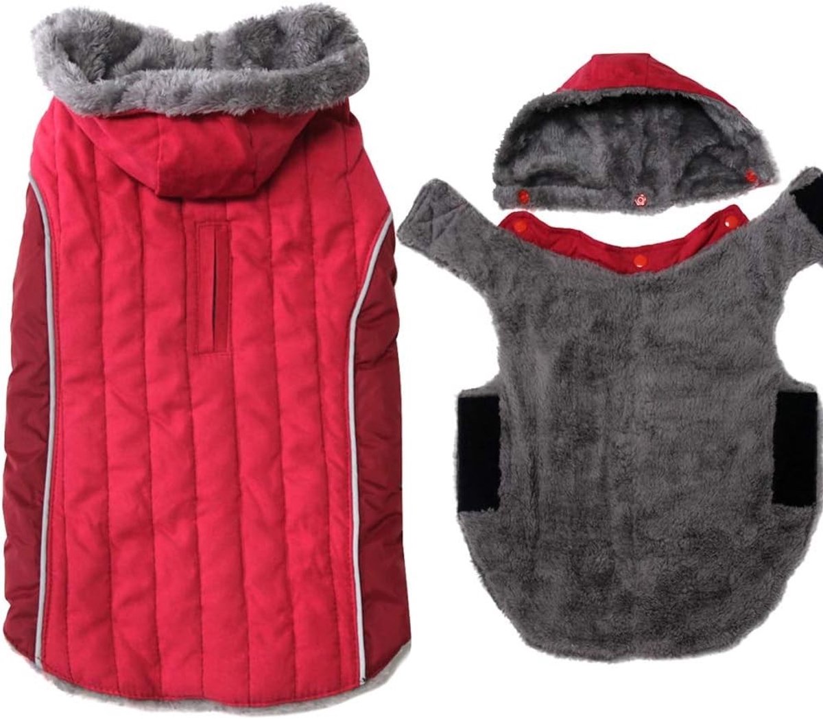 Super warme fleece hondenhoodie voor kleine honden - Perfecte puppyjas voor koude winterdagen, Rood XS