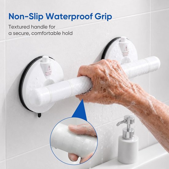 Veilige Badgreep met Zuignap voor Senioren en Kinderen, Antislip Handgreep voor Douche en Badkamer, Ondersteuning en Stabiliteit — afbeelding 3