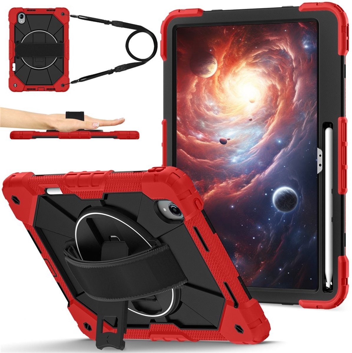 Coverup Tablethoes geschikt voor Lenovo Idea Tab Pro Gen 2 Hoesje - Heavy Duty Case met Schouderstrap - Rood