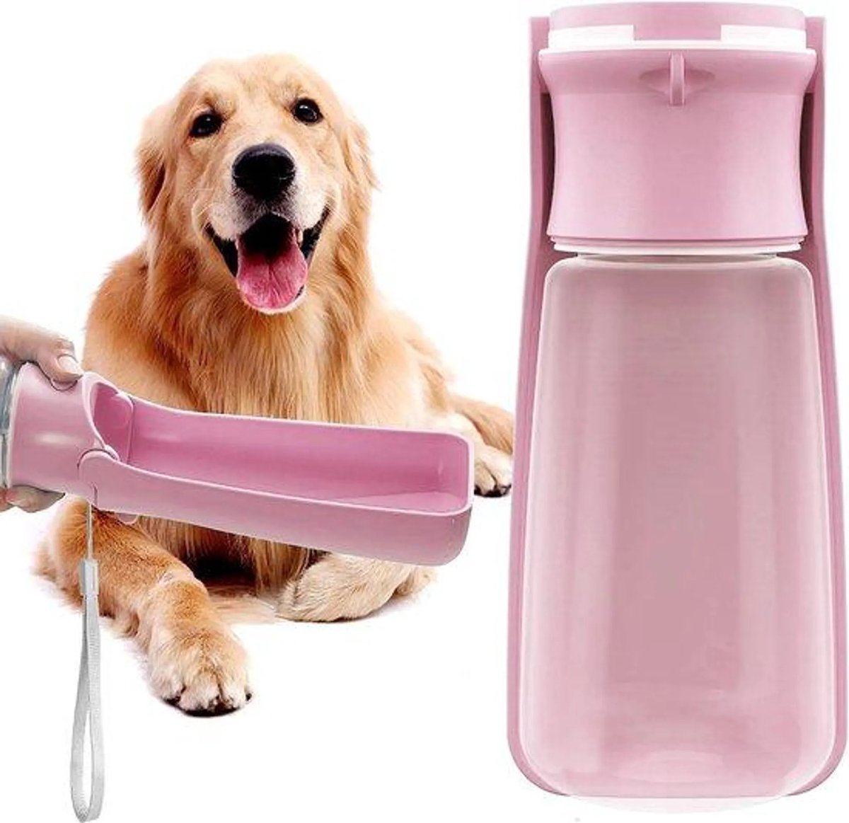 casalora - Drinkfles Honden voor Onderweg 500ml - Waterfles Hond - Drinkfles Hond - Honden fles water - Honden bidon - Honden Drinkfles - Roze