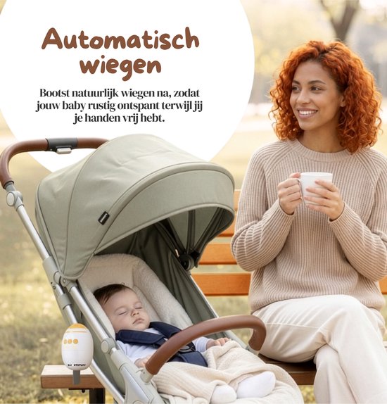 SmartStuff® Baby Rocker voor kinderwagen - Met Speaker voor White Noise & Bluetooth Audio - Voor Wipstoel Baby - Oplaadbaar - Automatisch Wiegen - Stille Motor — afbeelding 4
