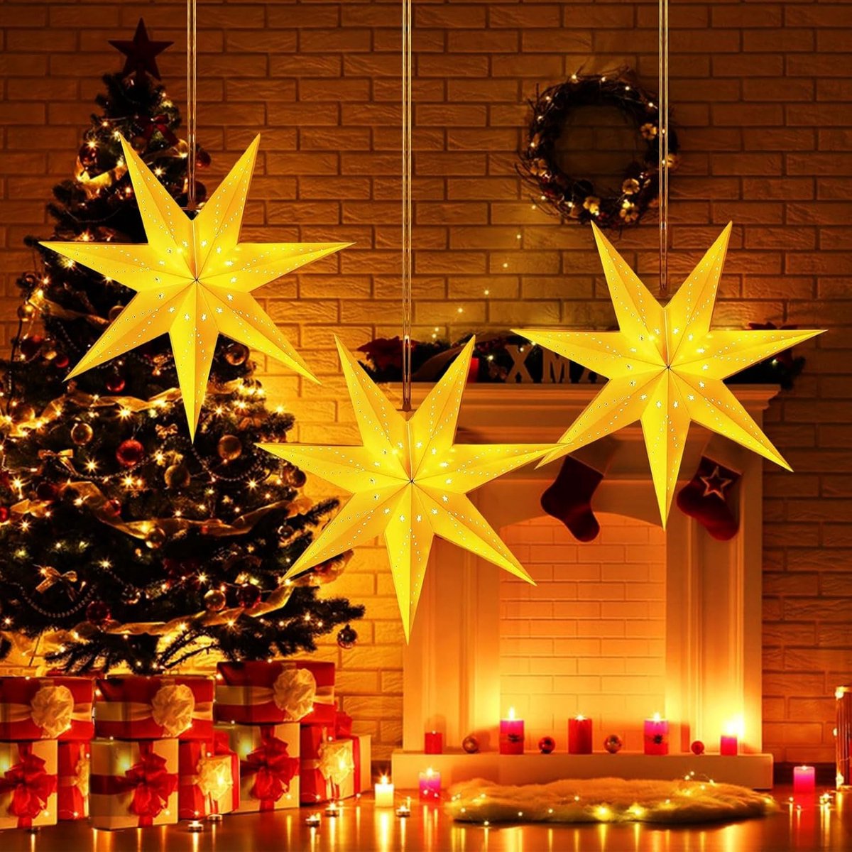 Papieren Ster - Wit - 45 cm - Lichtgevende 3D-Kerstster - Voor Decoratie