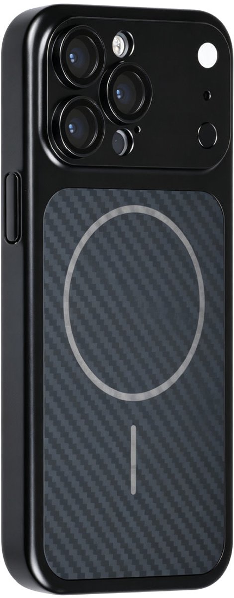 TUNIQ Backcover hoesje voor Apple iPhone 14 Pro Max - MagSafe met fiber pattern PC - Zwart