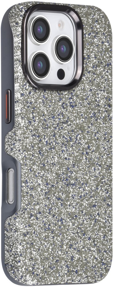 TUNIQ telefoonhoesje voor Apple iPhone 16 Pro - glitter achterzijde - Grijs