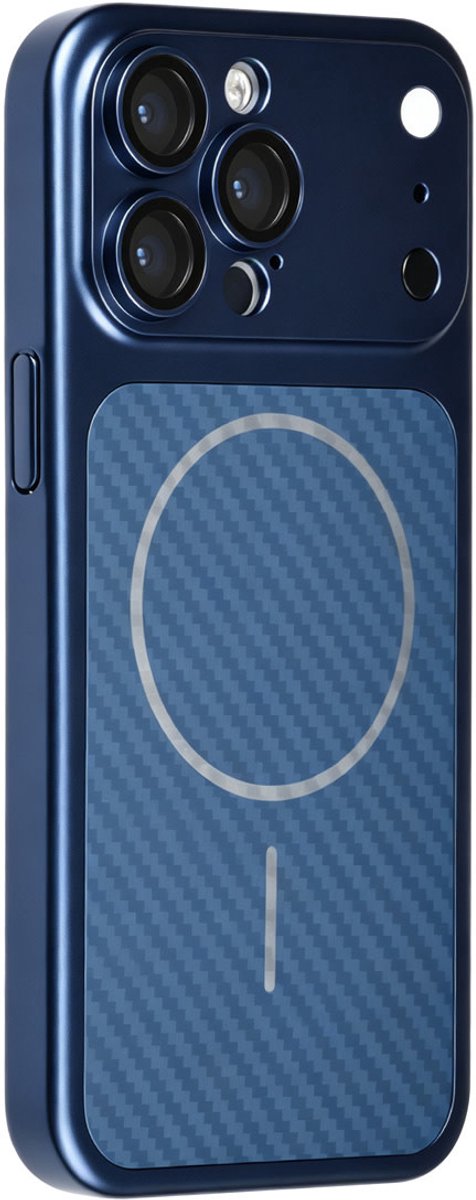 TUNIQ Backcover hoesje voor Apple iPhone 14 Pro Max - MagSafe met fiber pattern PC - Blauw
