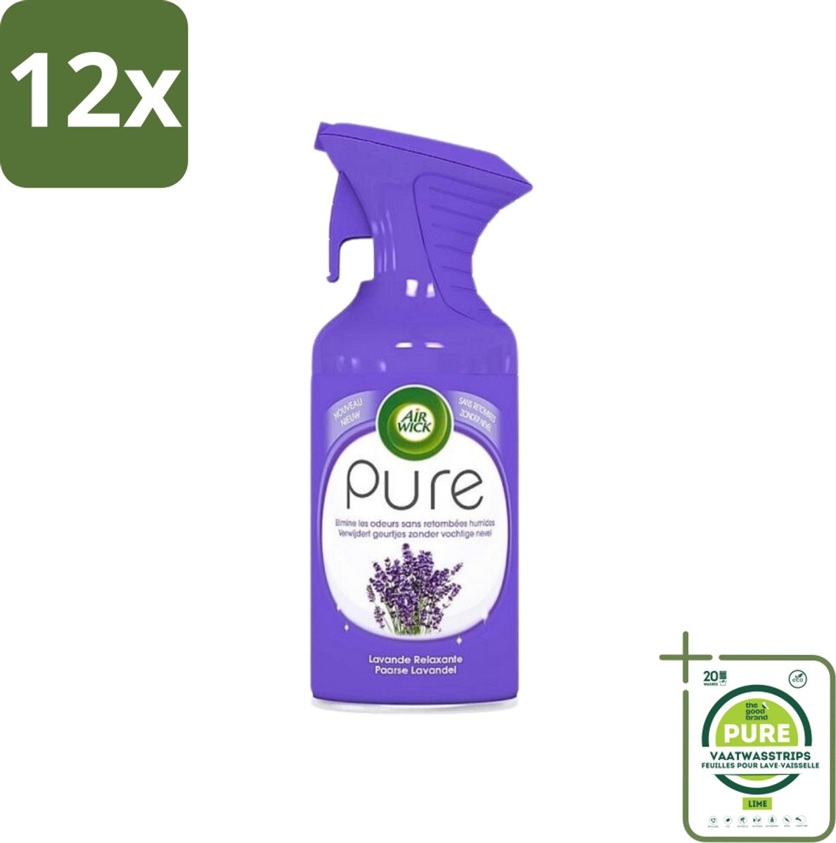 Air Wick - Luchtverfrisser Spray - Paarse Lavendel - 250ml - Voordeelverpakking - 12 stuks - Luchtverfrisser - Lavendelgeur