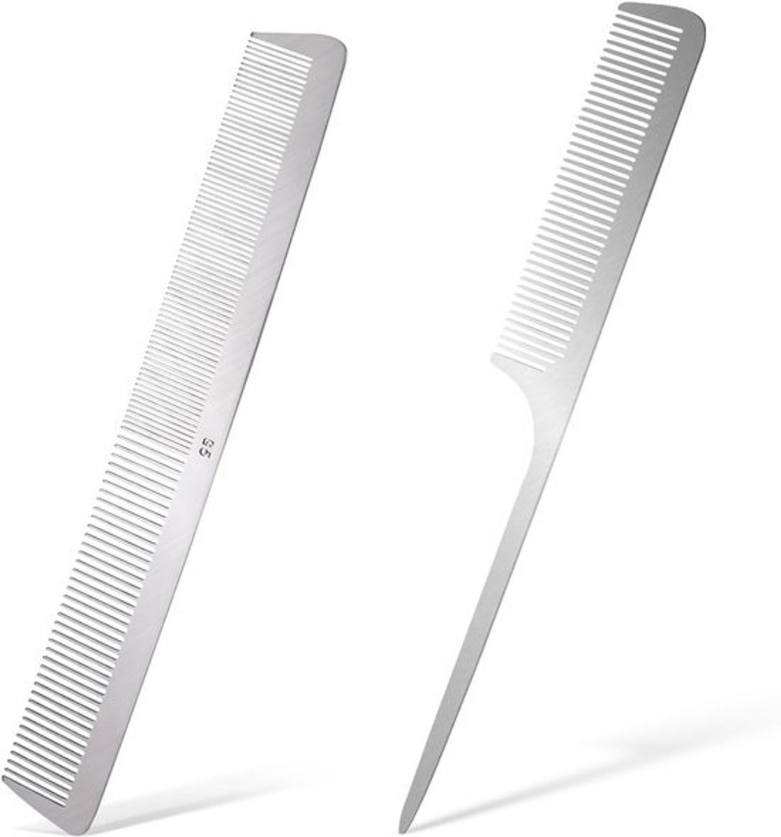 Rvs Haar Kammen Set - 2 Stuks Metalen Kam voor Haarstyling en Ontwarren