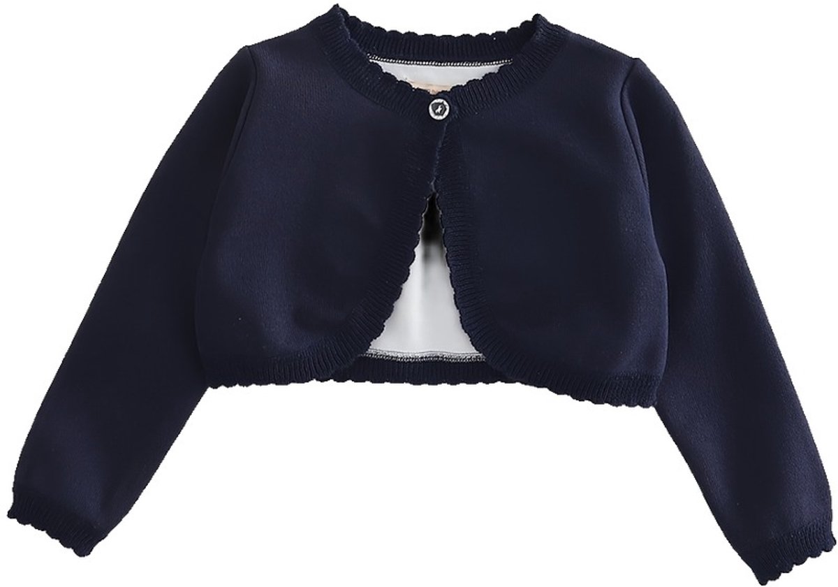Currero Cardigan Meisjes Vest Meisje Met Knopen Kinderen Warm Gebreid Vest Long Donkerblauw 1-2 Jaar