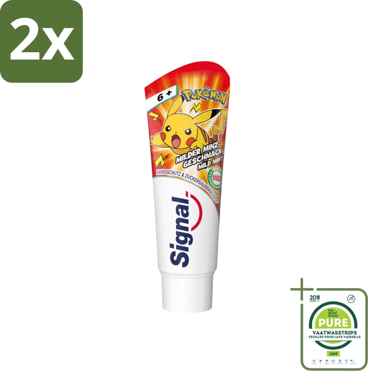Signal - Pokémon - Tandpasta - Milde Munt Smaak - Anti-Tandsteen - Kinder 6+ Jaar - 75 ml - Voordeelverpakking - 2 stuks - Tandpasta voor kinderen - Pokémon tandpasta