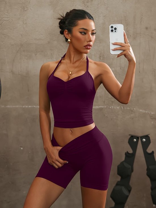 Currero Pilates Pak Dames - Yoga - Buttshaper - Gym - Fitness - Butt Lift - Bil Vergrotend - Heup Liftend - Yogakleding - Paars S — afbeelding 5