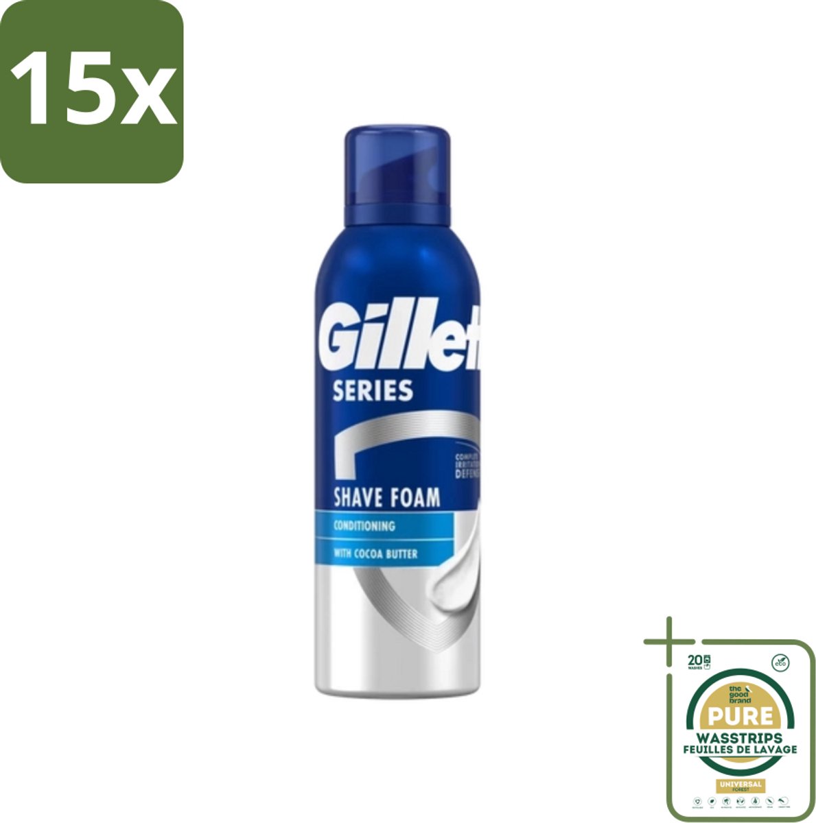 15 x Gillette - Series - Scheerschuim - Met Cacaoboter - 250 ml - Grootverpakking - Scheerbeurt - Scheerschuim - Beschermende Scheerbeurt - Zijdezachte Scheerbeurt - Schuren Voorkomen