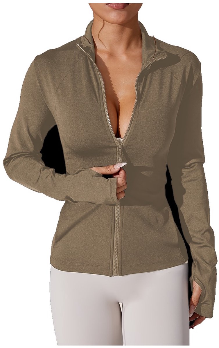 Currero Vest Dames Met Rits Sweater Cardigan Gebreid Sweaters Hoodie Warme Trui Lange Mouw Bruin