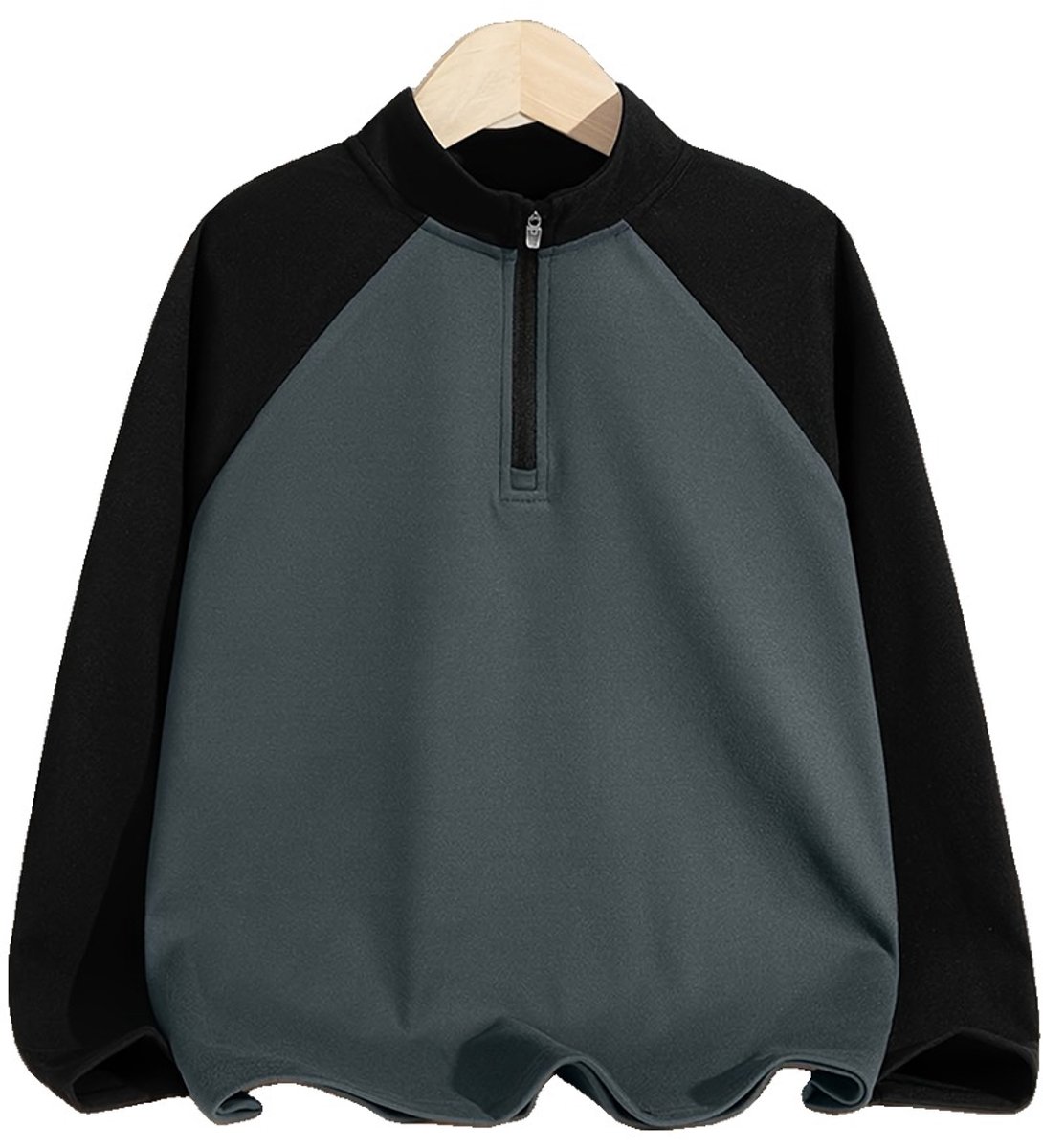 Currero Quarter Zip Jongens Sweater Met Rits Jumper Quarterzip Hoodie Jongen Warme Trui Vest Lang Coltrui Donkergrijs 5-6 Jaar