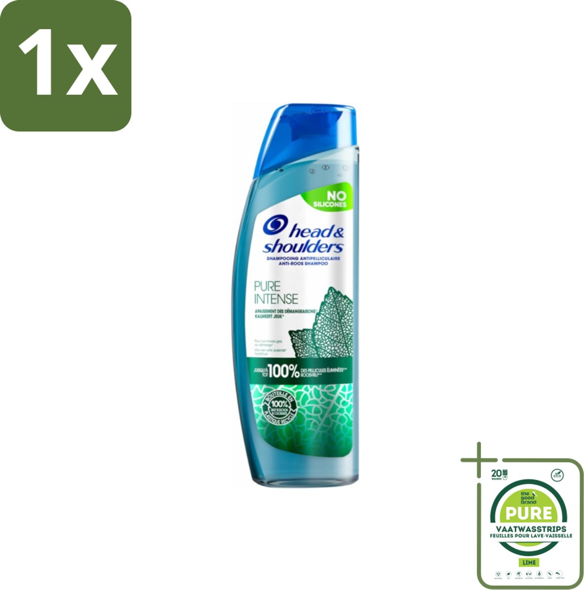 1 x Head & Shoulders - Anti-Roos Shampoo - Pure Intense - Kalmeert Jeuk - 250 ml - Roos Shampoo - Anti-roos Shampoo - Hoofdhuidverzorging - Jeuk Verlichten - Kalmerende Shampoo