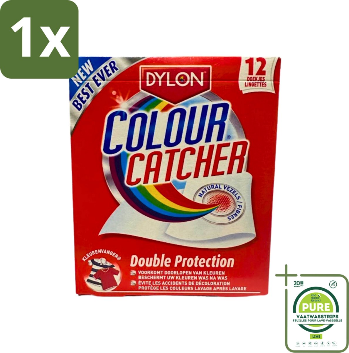 1 x Dylon - Colour Catcher - Voorkomt doorloop van Kleuren - 12 Doekjes - Kleurdoorloop - Kleurvlekken Voorkomen - Wasgoed Beschermen - Wasdoekjes - Wasmiddel