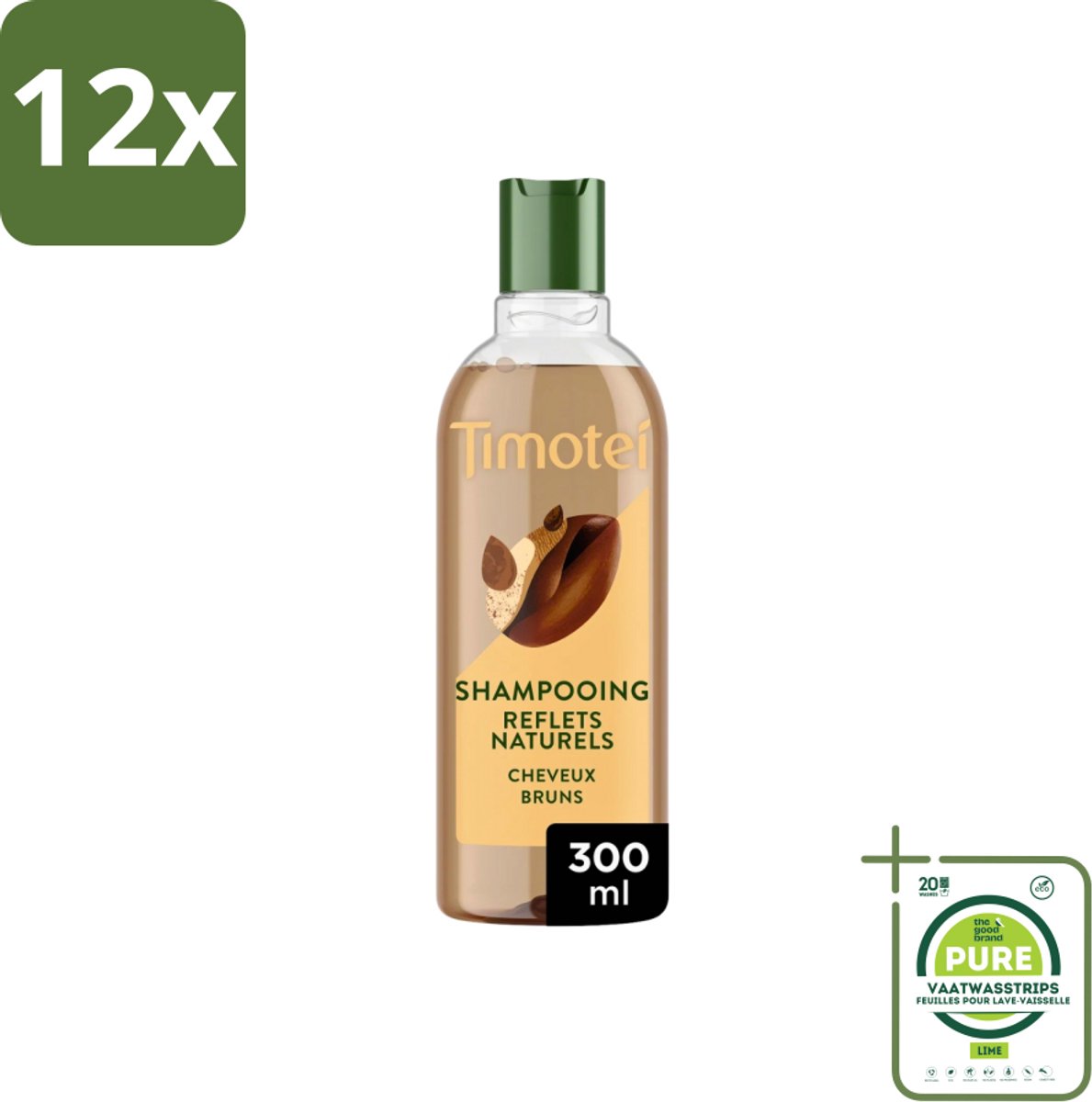 Timotei - Shampoo - Intens Bruin - 300 ml - Voordeelverpakking - 12 stuks - Bruin haar shampoo - Henna shampoo
