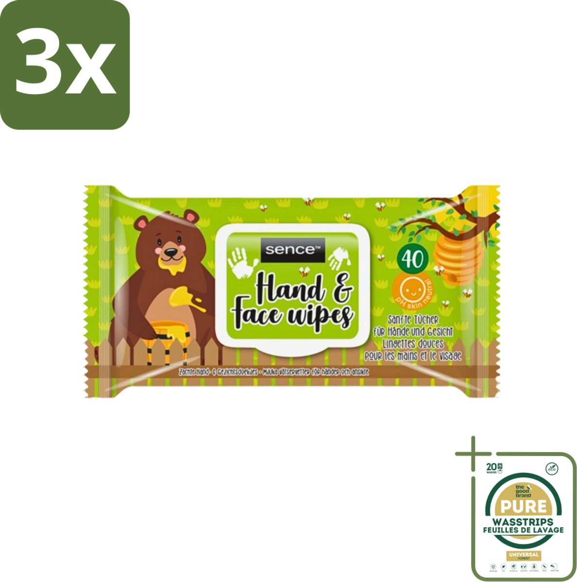 3 x Sence - Reinigingsdoekjes - Gezicht & Handen - 40 Doekjes - Grootverpakking - Reinigingsdoekjes Gezicht En Handen - Gezicht Reinigen - Handen Reinigen - Doekjes Voor Gezicht - Doekjes Voor Handen