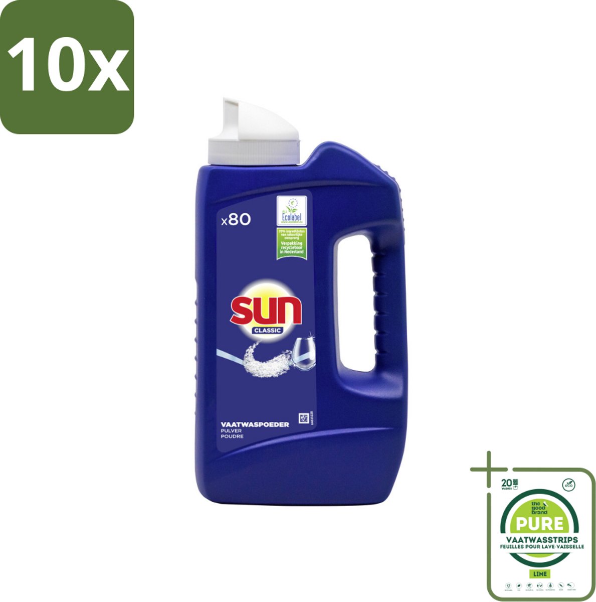 10 x Sun Vaatwaspoeder Normaal 1,39 kg 80 wasbeurten - Grootverpakking - Vaatwaspoeder - Vaatwasmachine - Vaatwas - Vlekken Verwijderen - Schone Vaat