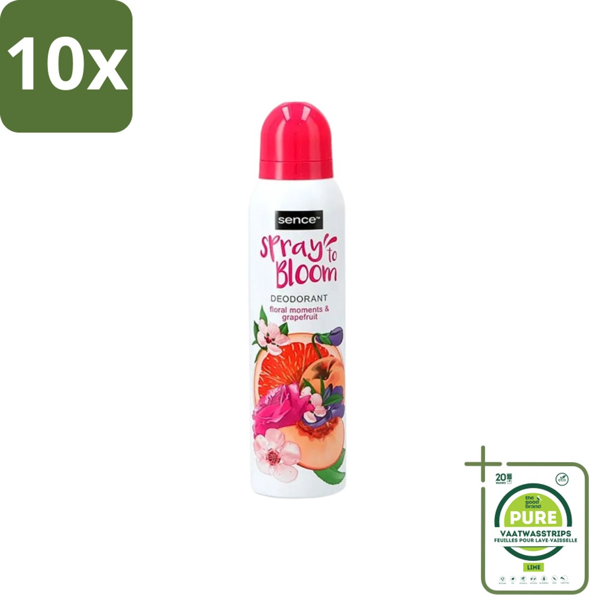 10 x Sence - Floral & Grapefruit - Deodorant - Fris & Fruitig - 150 ml - Grootverpakking - Sence Deodorant Floral Grapefruit - Fruitige Geur - Frisheid - Deodorant Voor Dames - Langdurige Bescherming