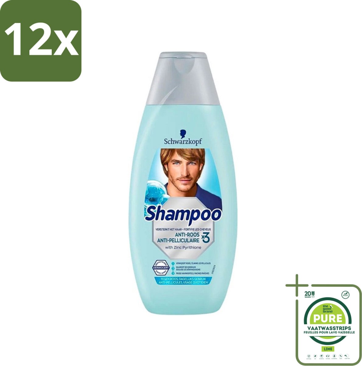 Schwarzkopf - Shampoo Anti-Roos - Tegen Schilfers & Jeuk - 400 ml - Voordeelverpakking - 12 stuks - Anti-roos shampoo - Roos bestrijding