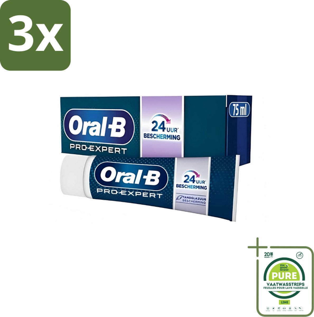 3 x Oral-B - Pro-Expert Sterk Glazuur - Tandpasta - Beschermt Glazuur - 75 ml - Grootverpakking - Glazuur Bescherming - Tandplak Bescherming - Glazuur Versterking - Glazuur Erosie - Tinfluoride