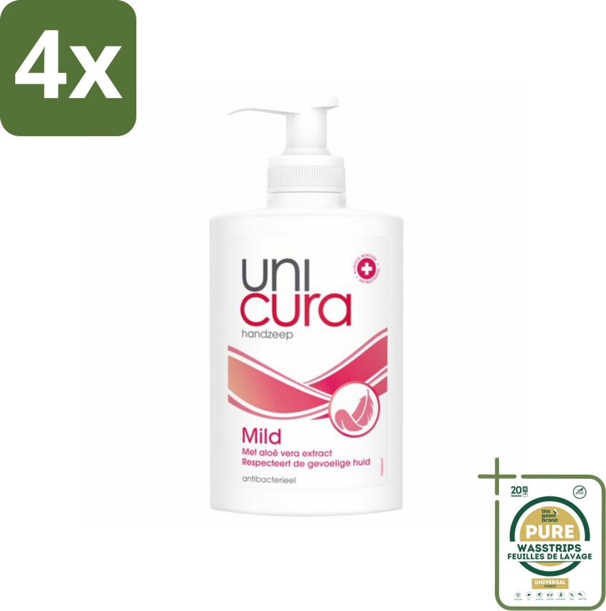 Unicura Vloeibare Handzeep Mild 250 ml - Voordeelverpakking - 4 stuks - Milde handzeep - Handen reinigen