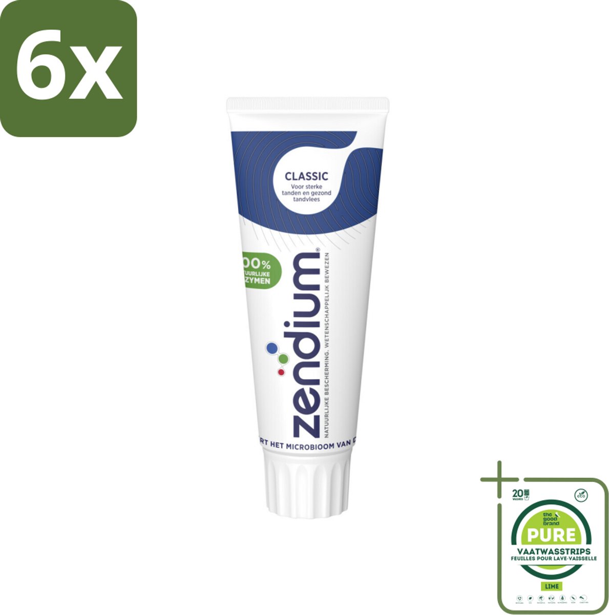 Zendium Tandpasta Classic 75 ml - Voordeelverpakking - 6 stuks - Tandpasta - Natuurlijke enzymen