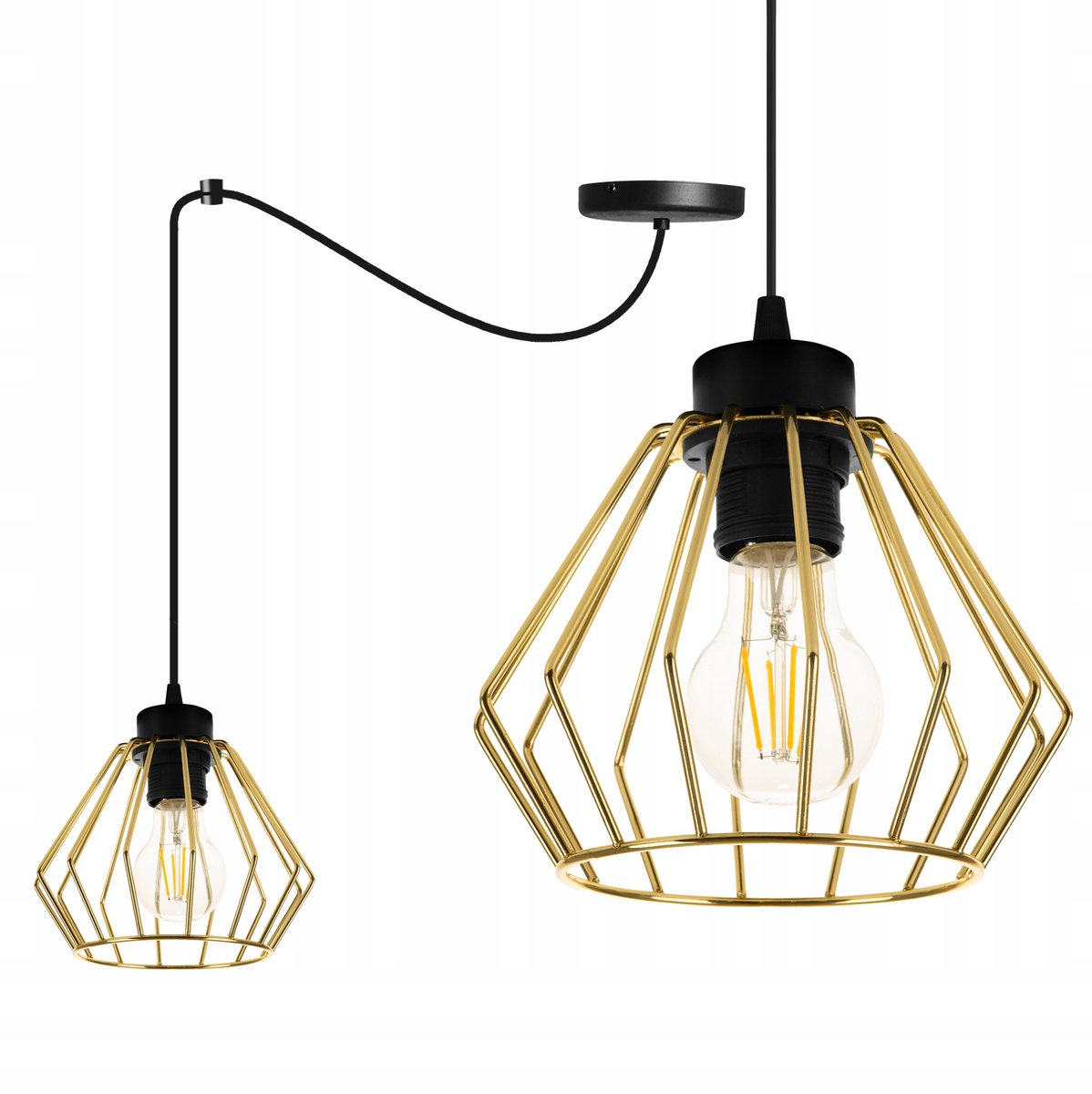 Gouden Spider Santos hanglamp E27 metaal, 200cm