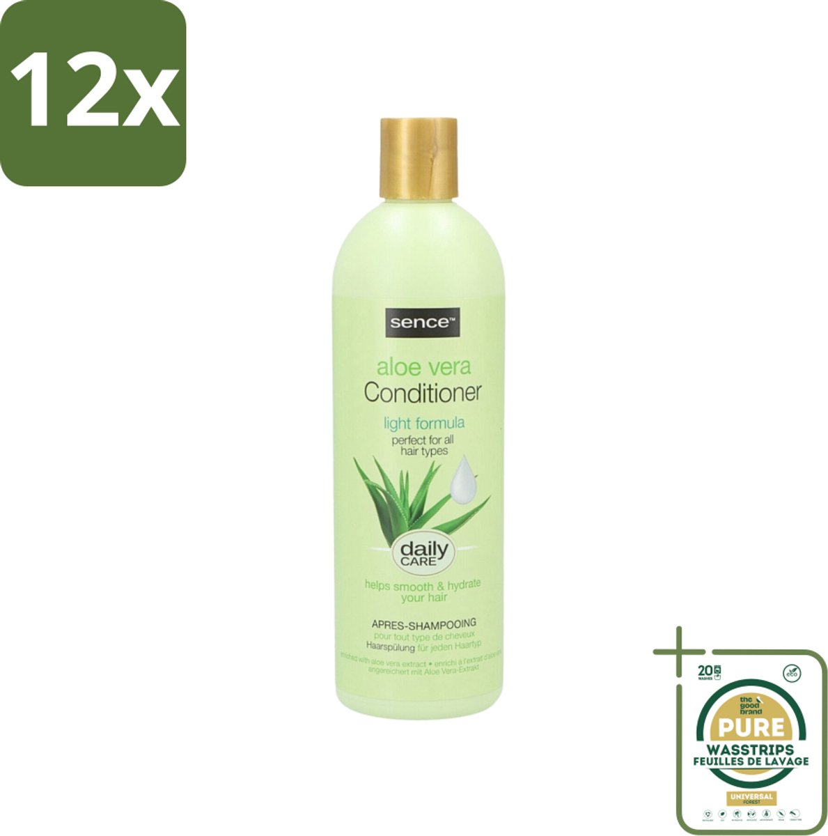 Sence - Aloë Vera - Conditioner - Hydraterend - 400 ml - Voordeelverpakking - 12 stuks - Beschadigd haar conditioner - Haar herstel