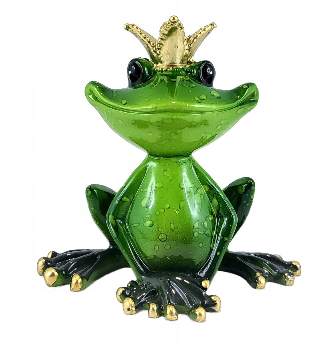 Decoratieve Kikker Figuur met Kroon - 12x10.5x8 cm