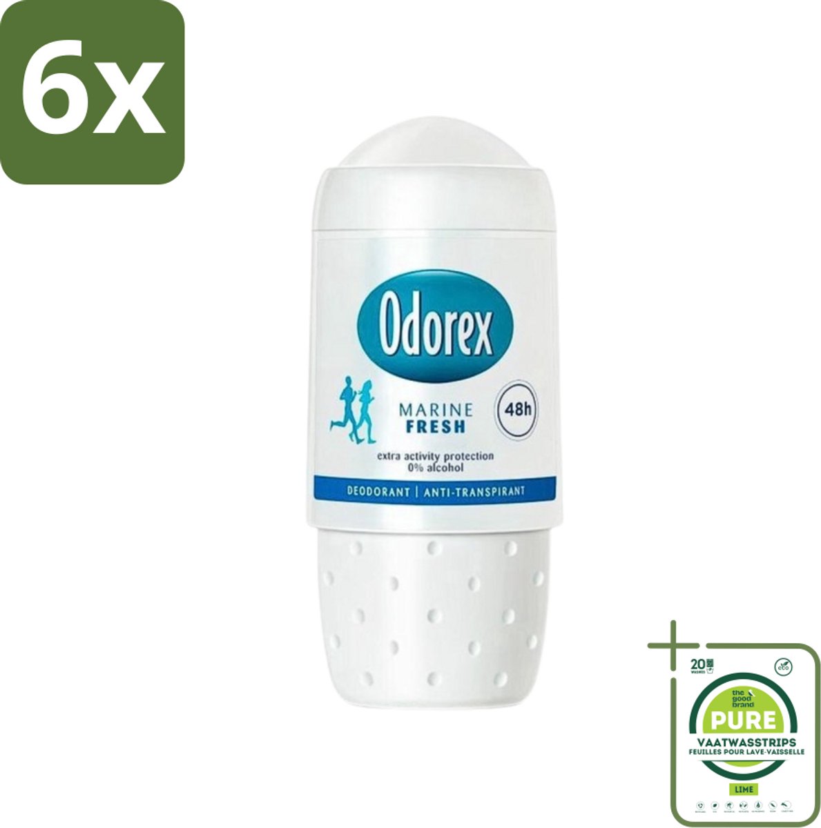 Odorex - Deodorant Roller - Marine Fresh - Verkwikkende Geur - 50 ml - Voordeelverpakking - 6 stuks - Deodorant roller - Marine geur