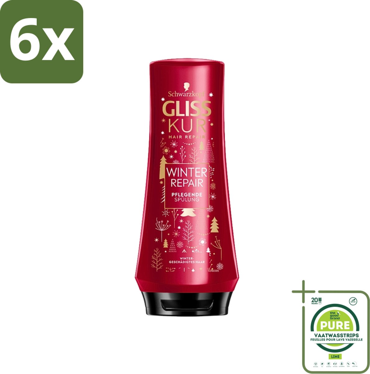 Gliss-Kur - Conditioner - Winter Repair - Herstelt & Verzorgt - 200 ml - Voordeelverpakking - 6 stuks - Winter haar verzorging - Haar herstel
