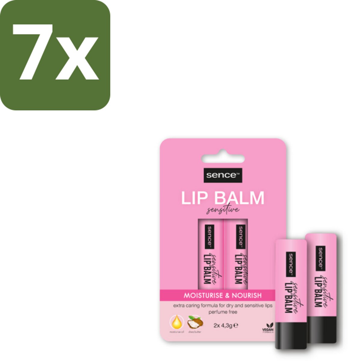 7 x Sence Lippenbalsem Sensitive 2 stuks per verpakking - Lippenbalsem - Voedend Lippenbalsem - Hydraterend Lippenbalsem - Droge Lippen - Gevoelige Lippen