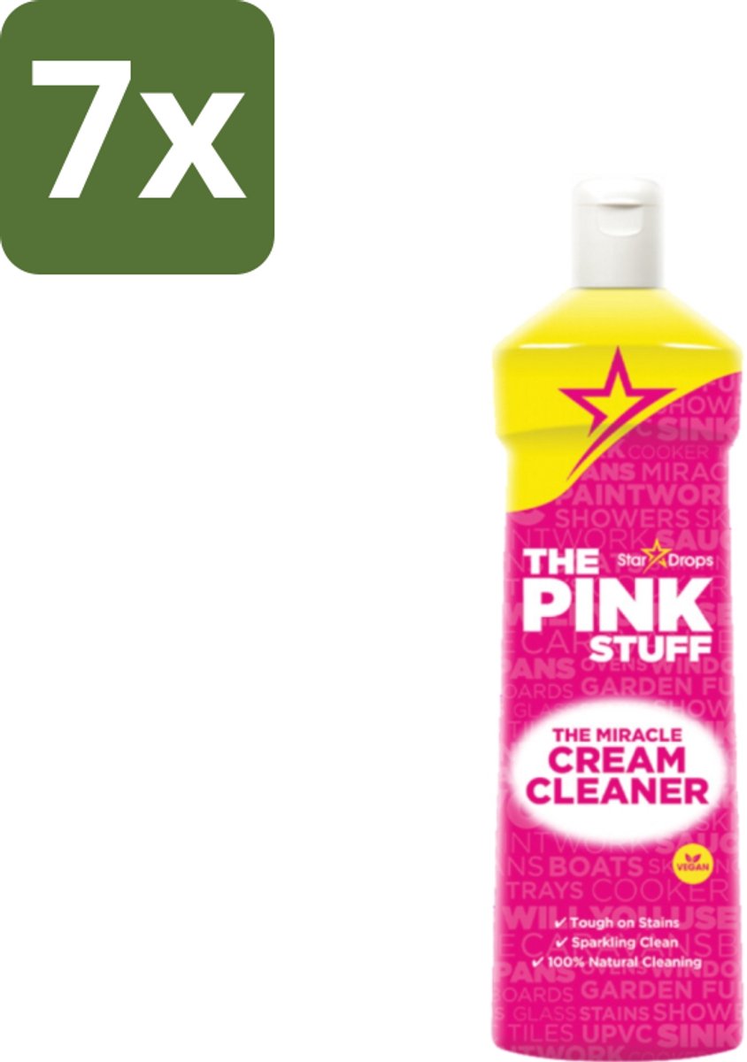 7 x The Pink Stuff - Miracle Cream Cleaner - Allesreiniger - Voor Keuken & Badkamer - 500ml - Allesreiniger - Keuken Reiniger - Badkamer Reiniger - Fornuis Reiniger - Wastafel Reiniger