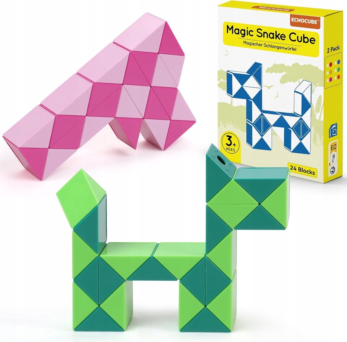 Educatieve Magische Slangpuzzel 24 Blokken - 2-Pack