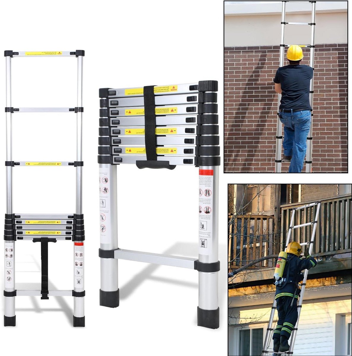 Telescopische Ladder - Vouwladder Uitschuifbaar - Klusjes in huis - Aluminiumlegering - 26 meter - Zilver