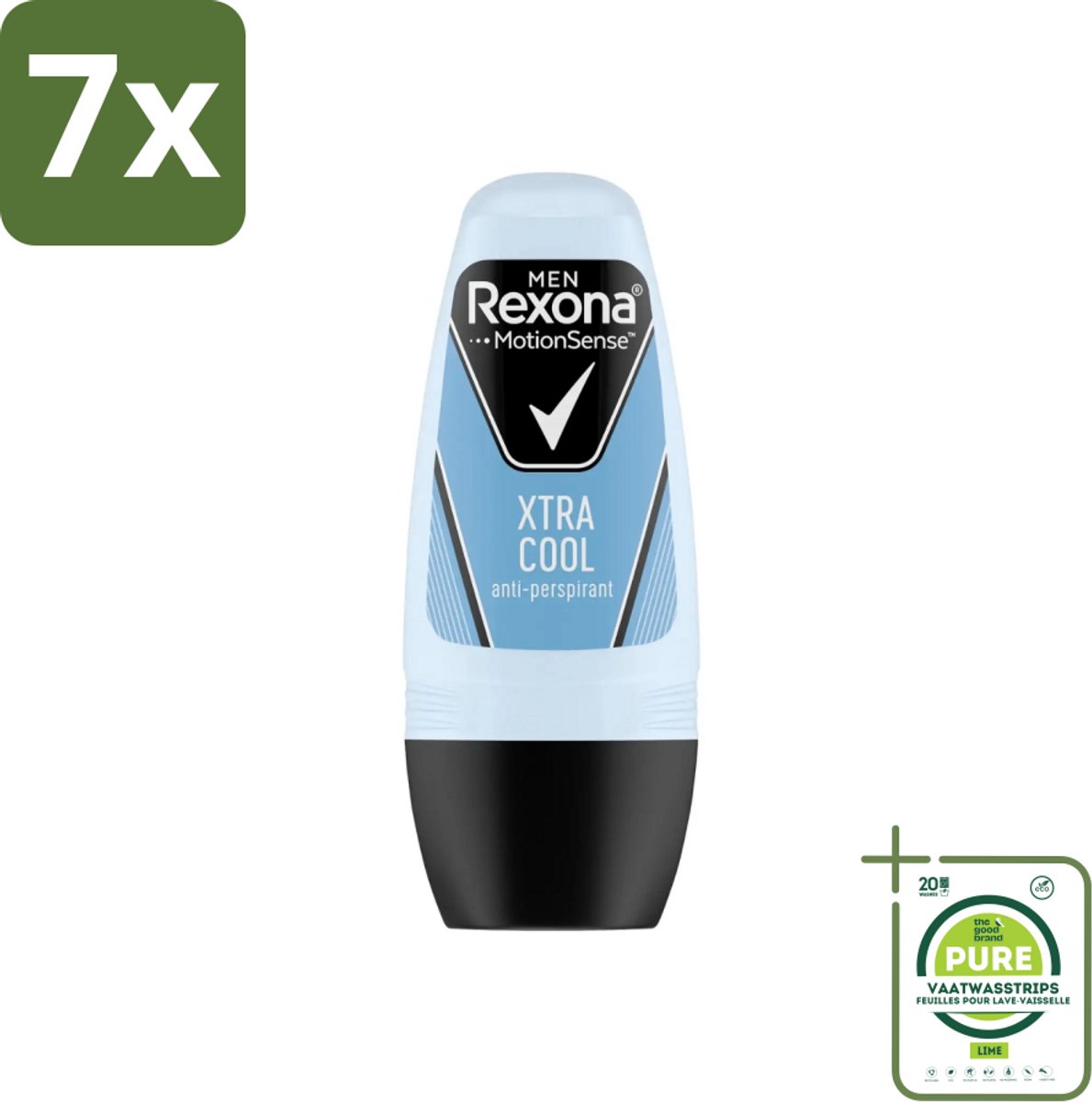7 x Rexona Men - Fresh Xtra Cool - Deo Roll-on - Anti-Perspirant - 50 ml - Grootverpakking - Deodorant Voor Mannen - Zweet En Geur Bescherming - 48 Uur Bescherming - Verfrissende Geur - Citrus En Munt